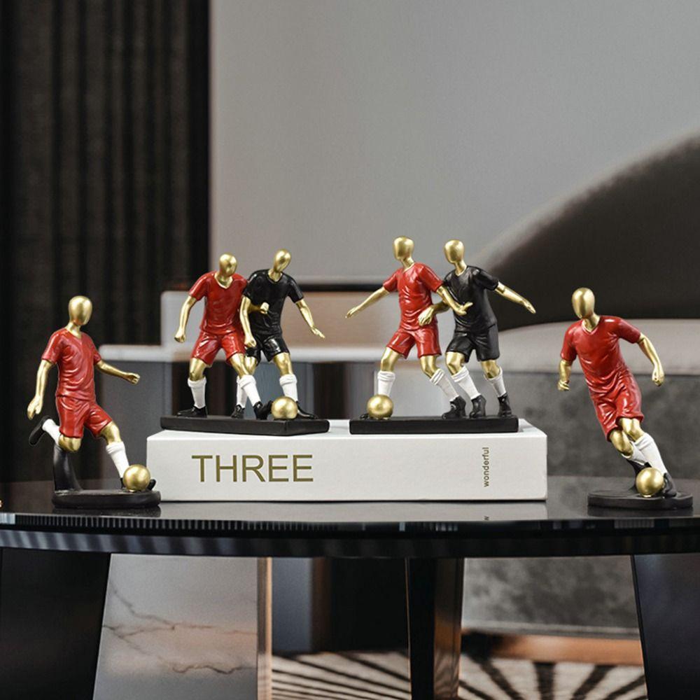Mini Soccer Team Figurine Exquisite Football Player Statue Football Player Resin Figurine Bedroom