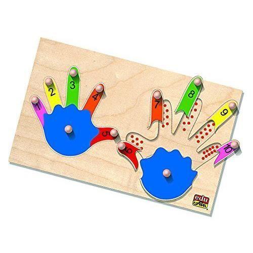 Edufun - Set de 2 Puzzles en Bois - les Deux Mains + Chiffre et Quantité - EF 10080/12075