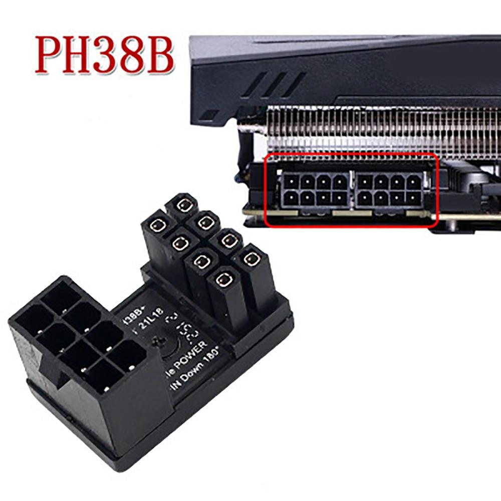 Graphics Card Power Supply Adapter Elbow 180°, GPU PSU Steering Connector PCI-E 6Pin 8Pin Rotating Wiring Artifact Solution