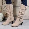 Knee-high Zipper Women's Modern Boots Women's Shoes High Quality New Pointed Toe Solid English Style Fashion Casual Plus Size 43