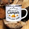 Caravan Printed Camper Mugs Camping Enamel Mug  Adventure  Campfire Party Beer Juice Cup Mountain Handle Cups Gifts for Camper