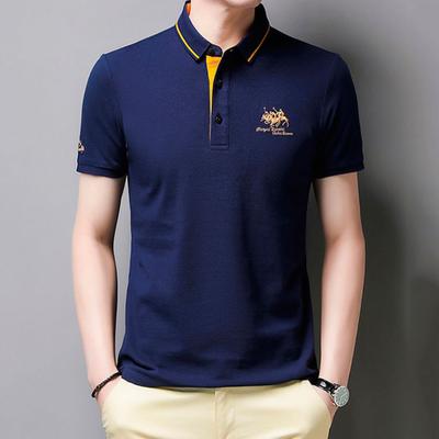 Men's Basic Wear Polo Shirts Embroidery Solid Color Casual Turn-down Collar Short Sleeve Tops Male Thin T-shirt