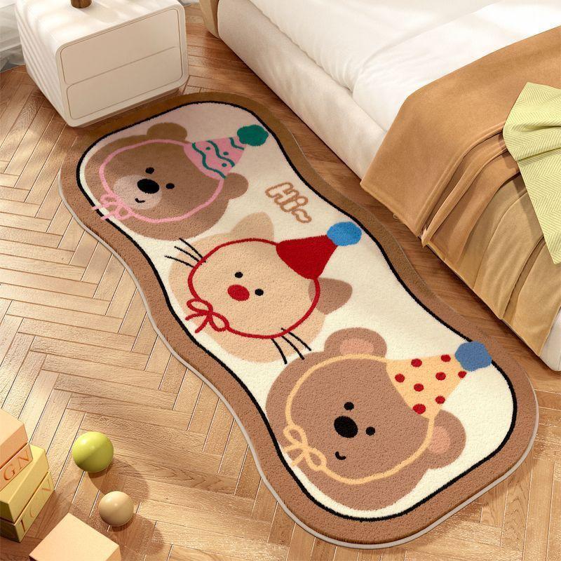 Faux Cashmere Rugs Christmas Decoration Rug Cartoon Dog Bedroom Carpet Rugs Imitation Cashmere Floor Mats Soft Non-slip Bath mat