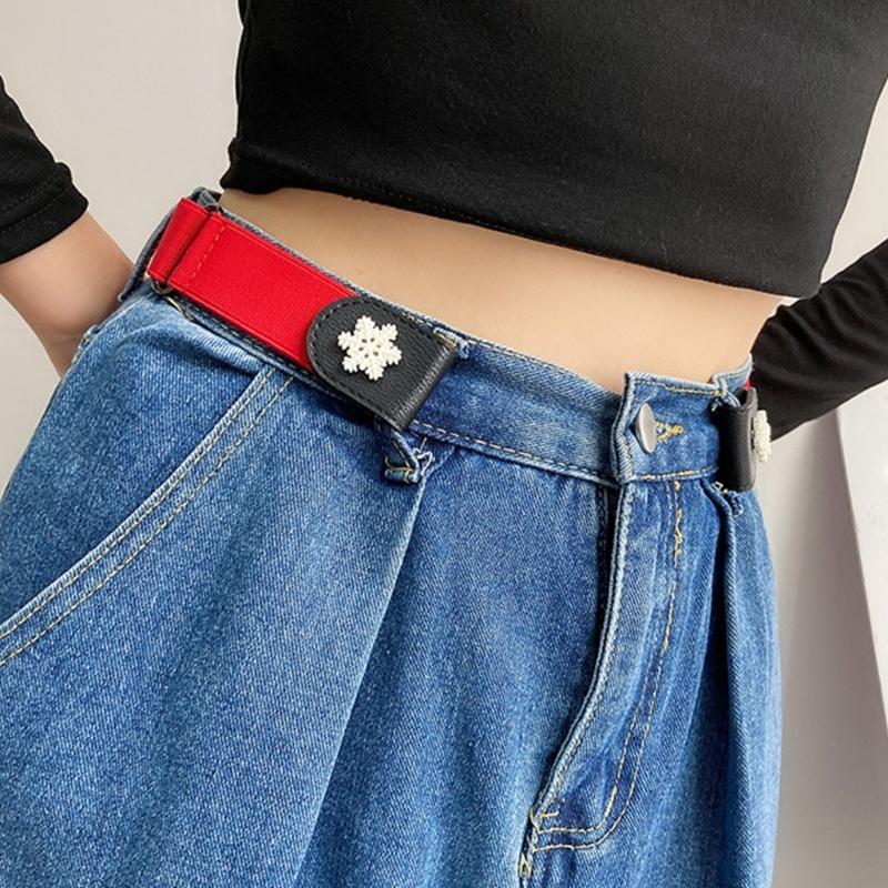 Elastic Waistband Jean Belt Christmas Tree Pattern Waist Belts Fashionable for Stylish Outfits