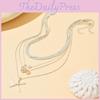 Starfish Multilayer Necklace Alloy Geometric Pendant For Women Summer Fashion