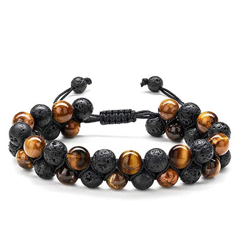 JYL TS Bracelet Edgy Cross  Minimalist Style Brings Boldness & Individuality Double layer tiger eye volcano
