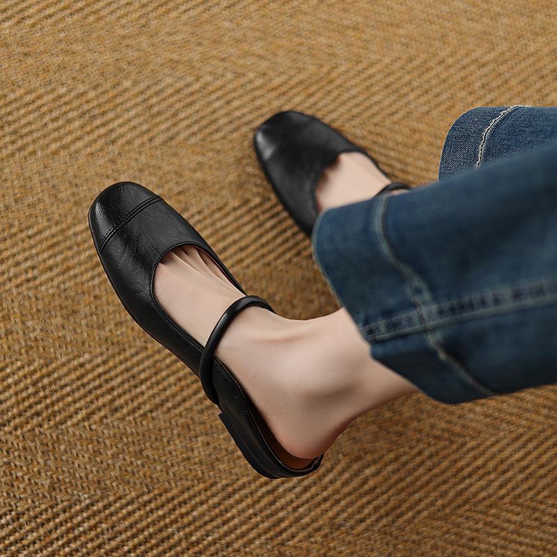 Fashion Shoes Low Woman's Slippers Slides Square Toe 2025 Soft Cover Hoof Heels Rome Fabric Casual Rubber PU Leisure Shoes Woman 2025 Lo