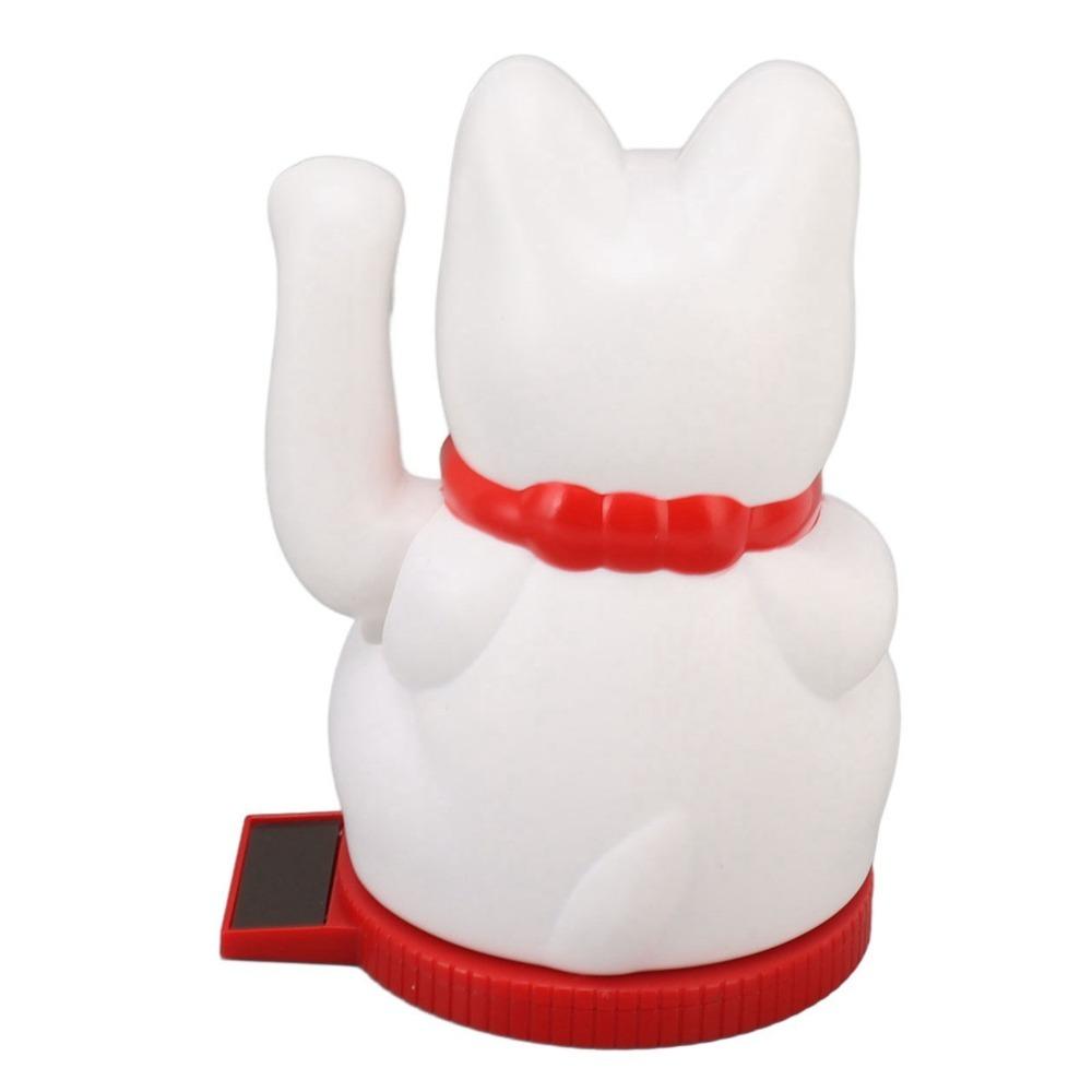 Plastic Rotatable Base Fortune Cat Solar Induction Cat Figurine Home Decoration