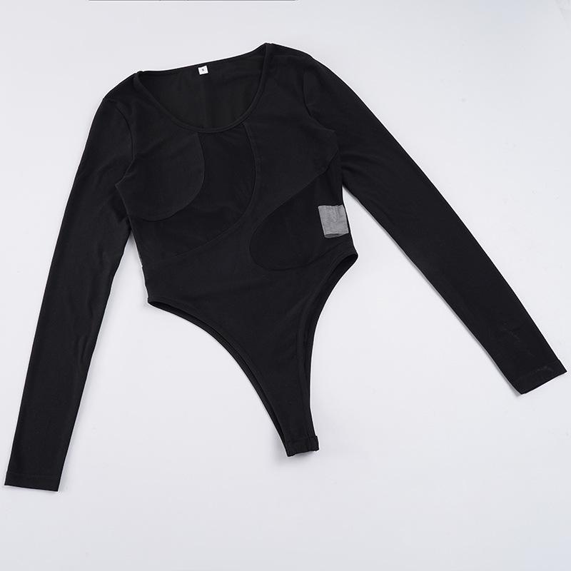 European & American Women's Spring/Summer Slim-Fit Solid Color Jumpsuit Base Layer Top