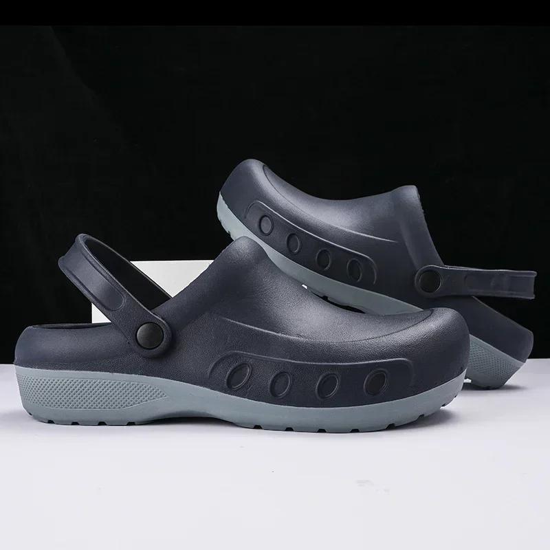 Fashion Men Chef Clogs Men Kitchen Shoes EVA Injection Shoes Anti-slip Outsole Comfortable Garden Clogs Waterproof Sandal Big Size 36-49