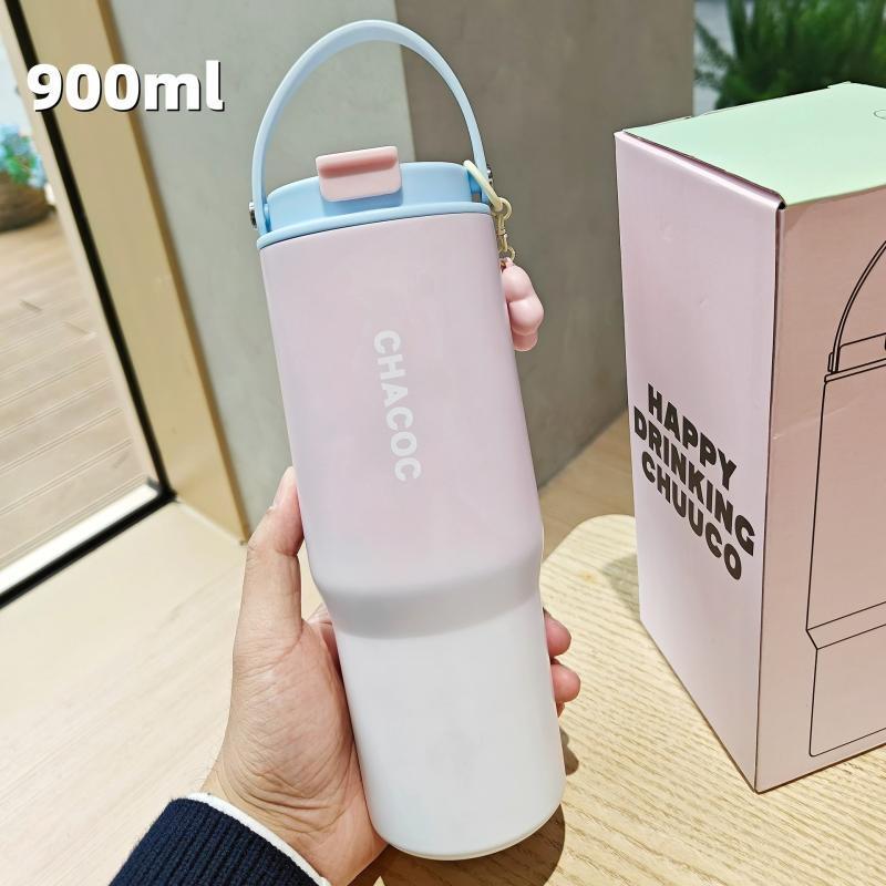Shangqi 900ml Gradient Pink Double-Drink Insulated Bottle