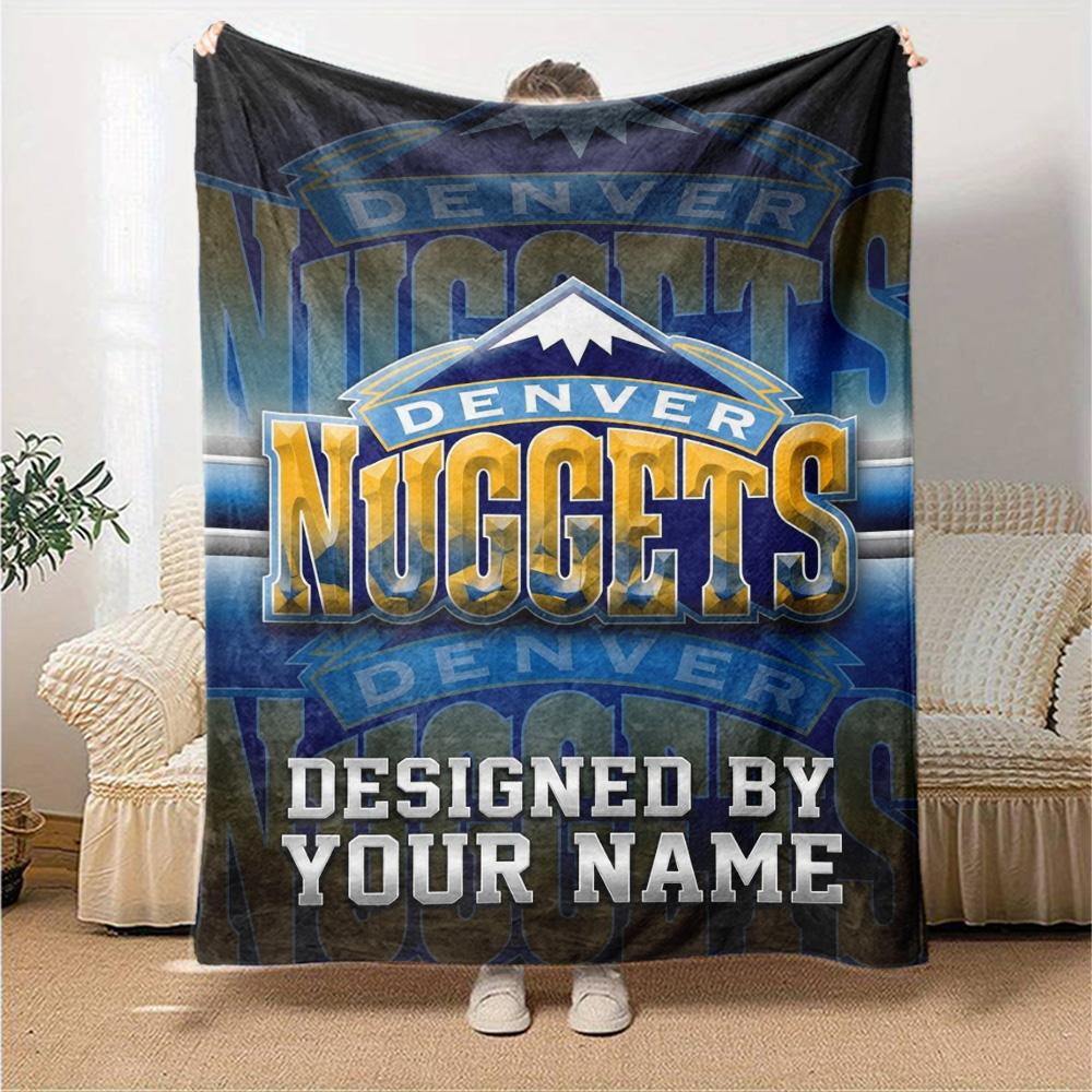 Name Custom Denver Nuggets Print Flannel Blanket High Quality Warm Comfortable Cover for All Seasons Perfect for Gifts Home Decor
