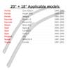 Lame de ștergător de parbriz față 20" + 18" J cârlig tip U universal pentru Honda Hyundai Nissan Opel Peugeot Suzuki Toyota