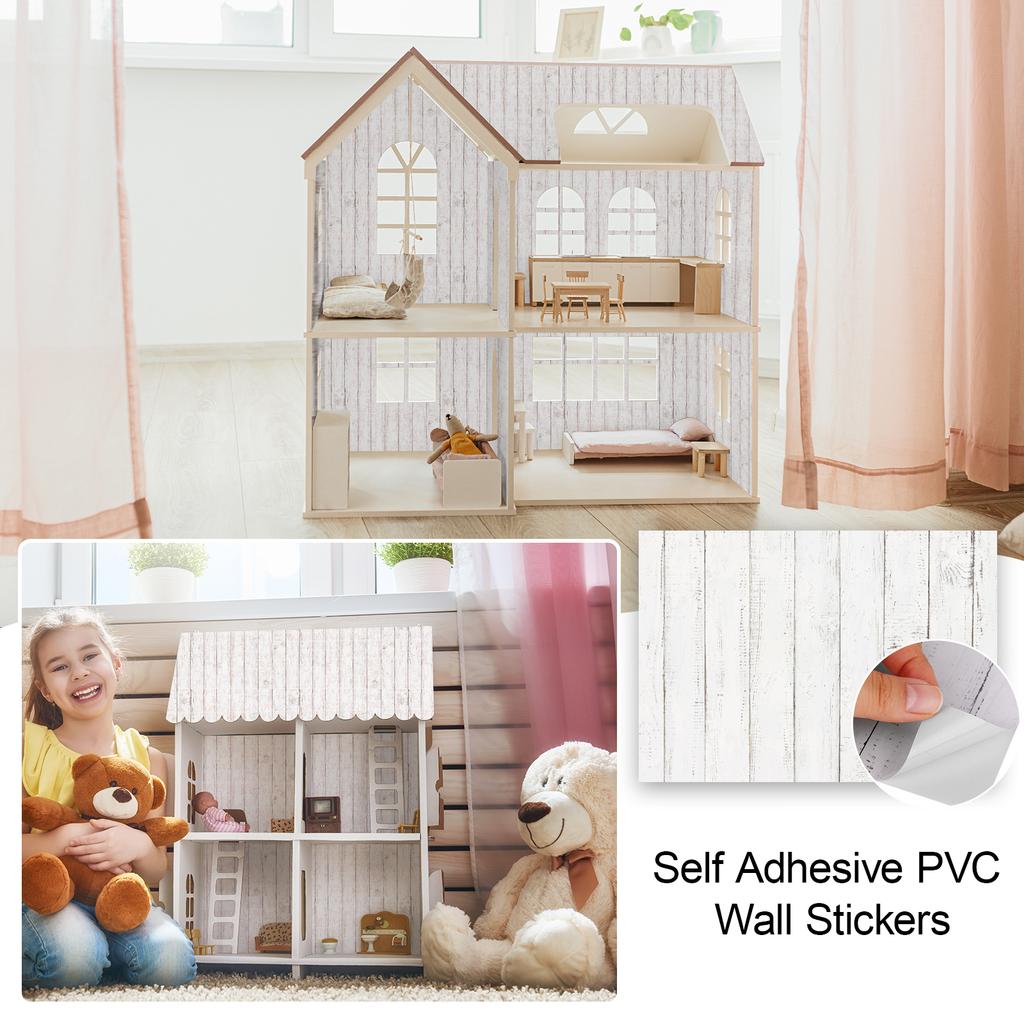 35 Pcs Miniature Dollhouse Wallpaper Self-Adhesive Mini Diy Floorboards Wall Paper Real Life Diy Decoration For Dollhouse