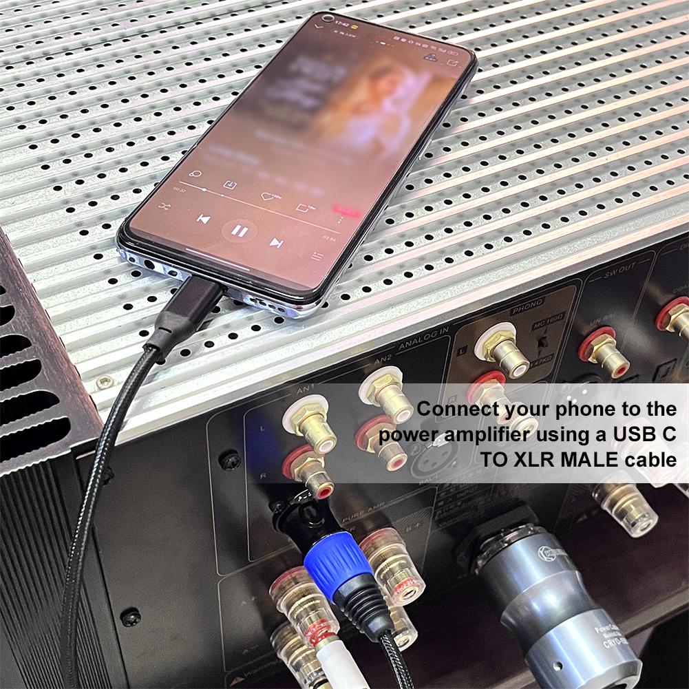 USB Type C To XLR Male Output Cable Type C To XLR Male Output Stereo Cord USB Type-C Male To XLR Male Connector for Smartphones