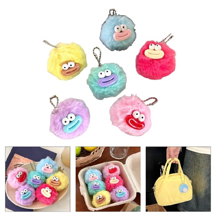 Creative Furry Balls Keychain Pendant with Large Sausage Mouth Cartoon Plush Bag Charm for School Bag Backpack Decors
