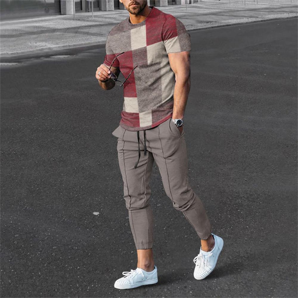 Tute Estive da Uomo Stampa 3D Maglietta a Maniche Corte Pantaloni Jogging Set da 2 Pezzi Casual Tendenza Moda Abbigliamento Uomo Streetwear
