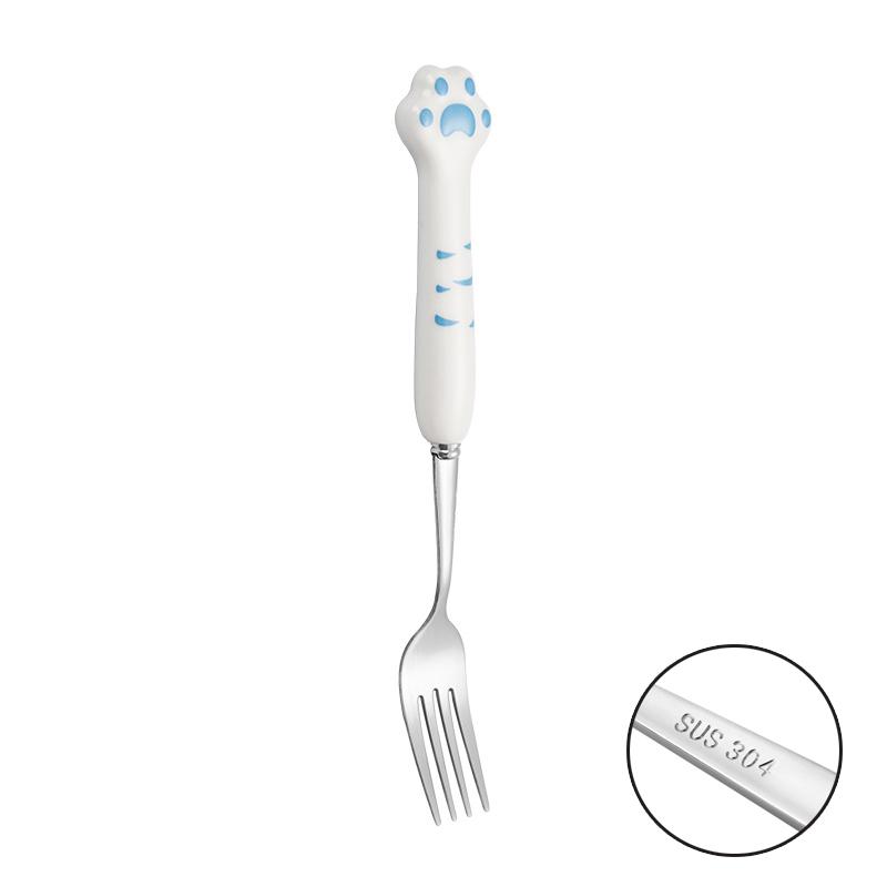 Stainless Steel Spoon and Fork Set Long Handle Cartoon Cute Tableware Home Creative Student Children's Eating Spoon