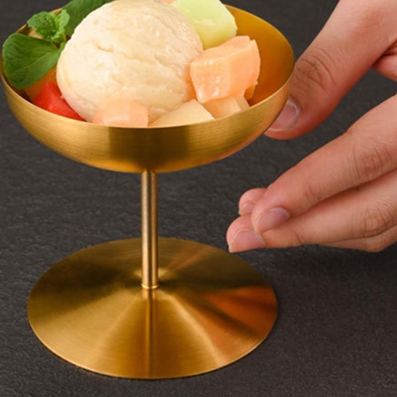 Elegante Retro-Dessertschalen aus Edelstahl mit Fuß 150ml/250ml Fassungsvermögen für Eis Cocktails Salate