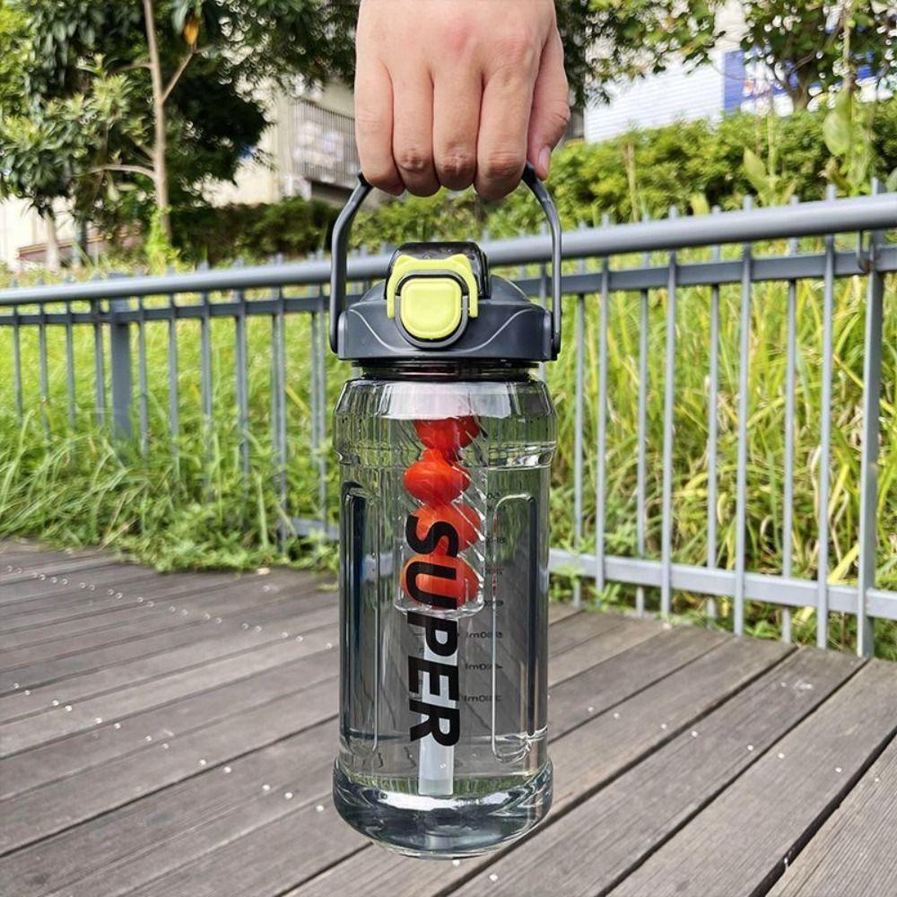 With Straw Transparent Sports Water Cup Bounce Lid Large Capacity Sports Kettle  Summer