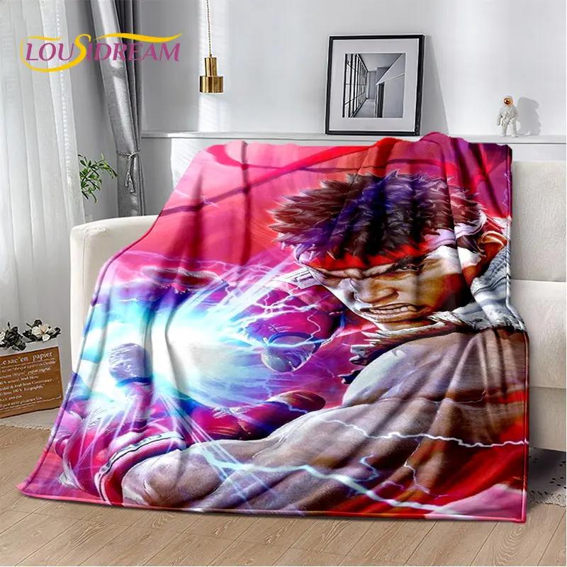 Couverture en peluche douce de joueur de jeu rétro Street Fighter, couverture en flanelle pour salon, chambre à coucher, lit, canapé, couverture de pique-nique