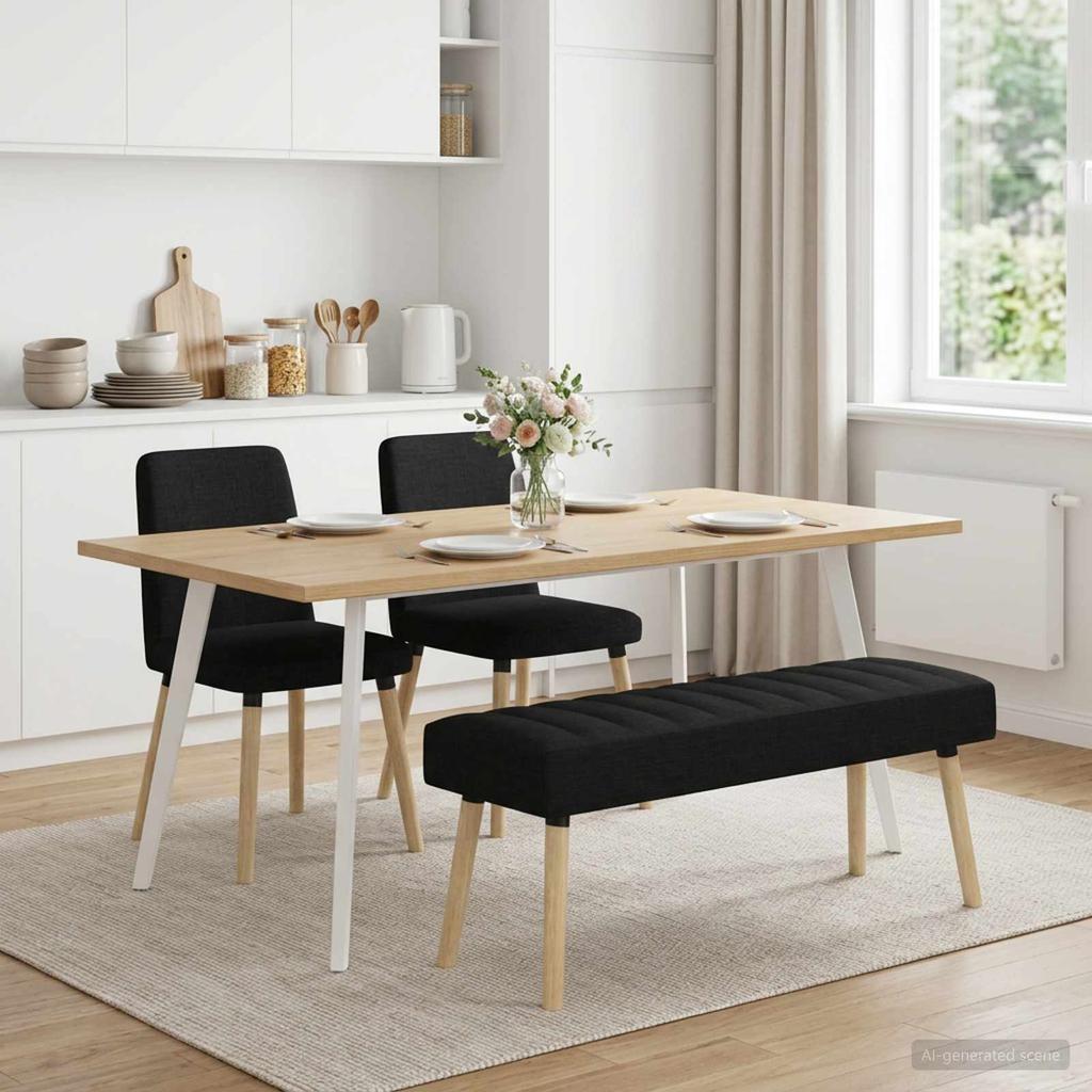 Channel Tufted Bench Black 110 X 40 X 46 Cm Fabric