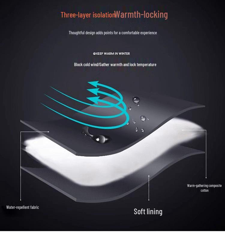 Men's Woodpecker Plus Velvet Mid-length Jacket with Hood, Detachable Liner, Cotton Winter Coat for Middle-aged and Elderly