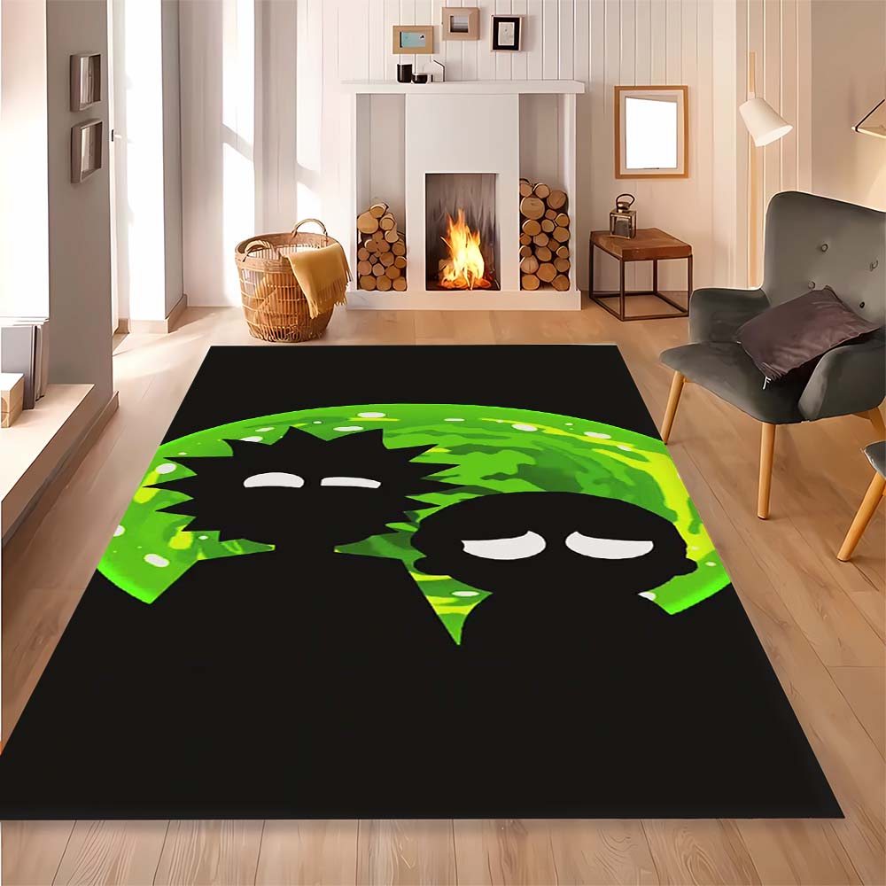Ricky and Morty pattern rug, digitally printed non-slip decorative rug, a housewarming gift for family and friends.