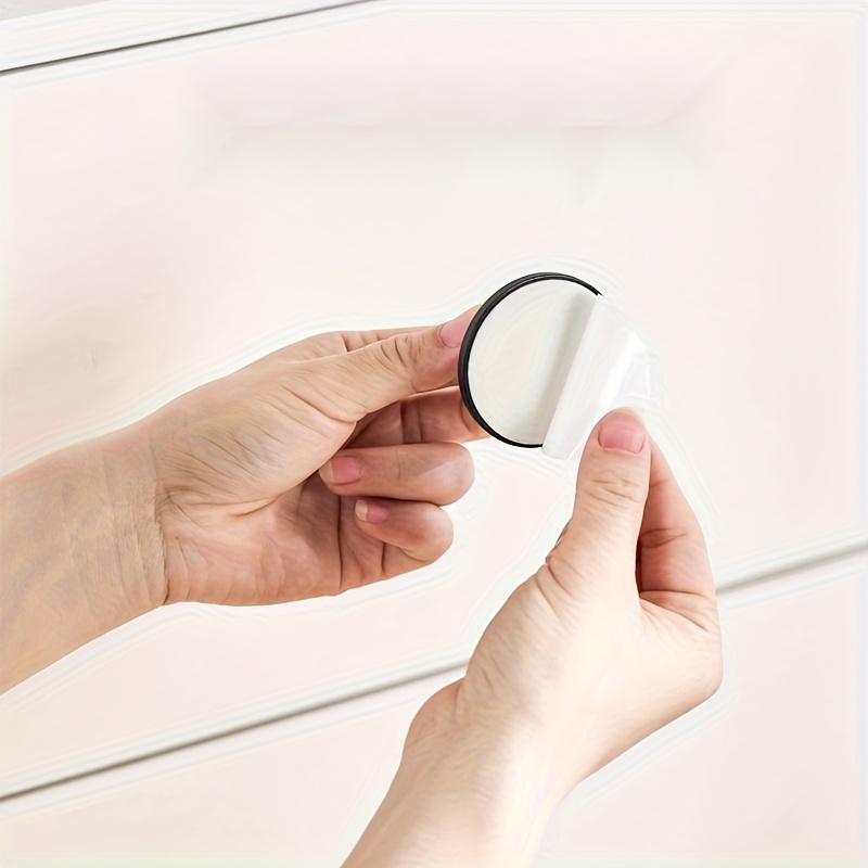 2pcs No-Drill Adhesive Cabinet Pulls - Stainless Steel & Plastic, Easy Peel & Stick Installation for Drawers, Cabinet Doors, Glass Doors