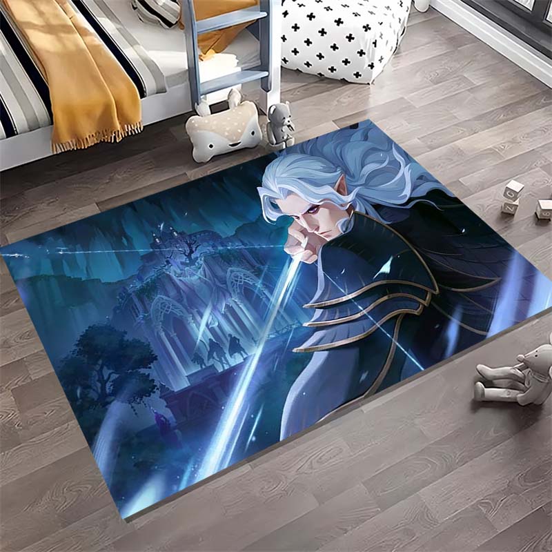 Anime Demon Girl Print Area Rug, Fantasy Game Character Non-Slip Floor Carpet for Bedroom