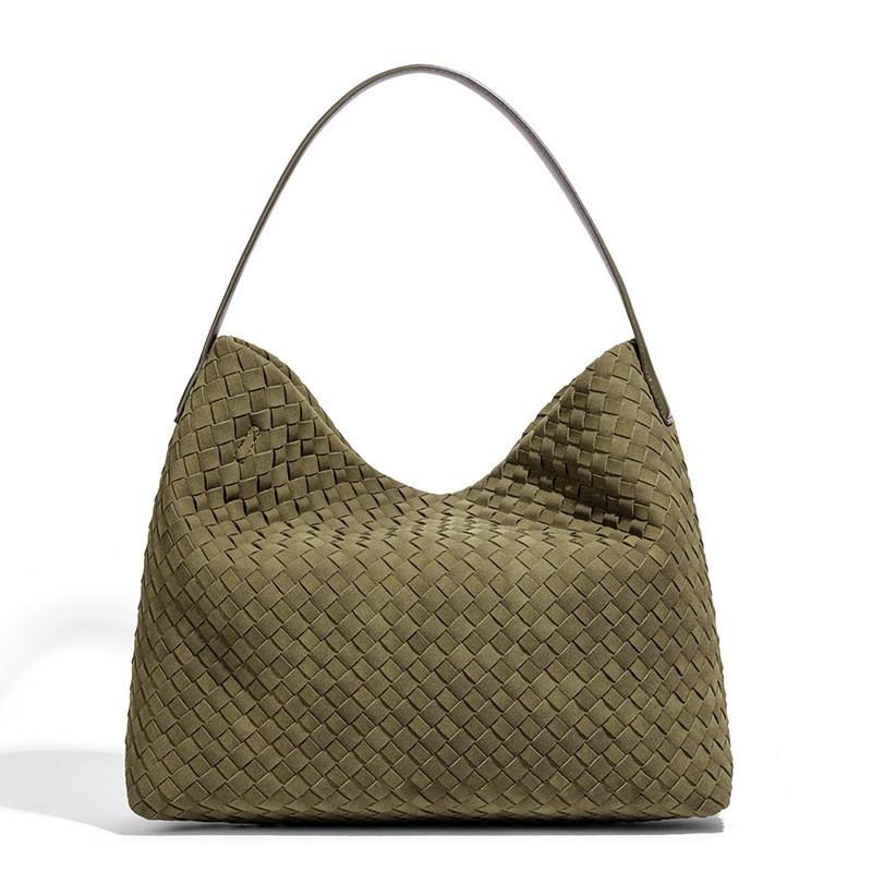 Vintage Frosted Große Kapazität Tragetasche, Handgewebte Hand- und Schultertasche für den Weg zur Arbeit, Nischen-Design, Unterarmtasche für Damen olivgrüne
