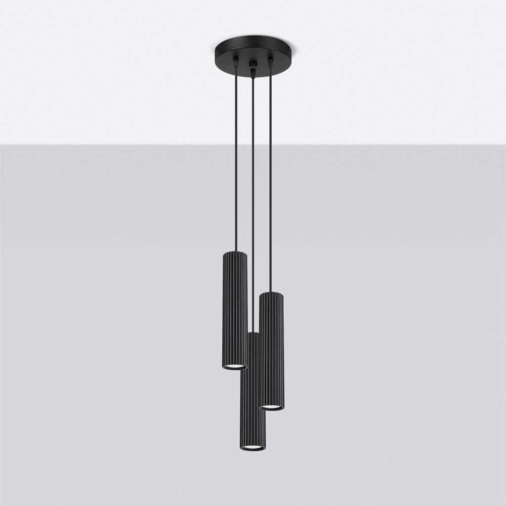 Carbon pendant lamp 3P black