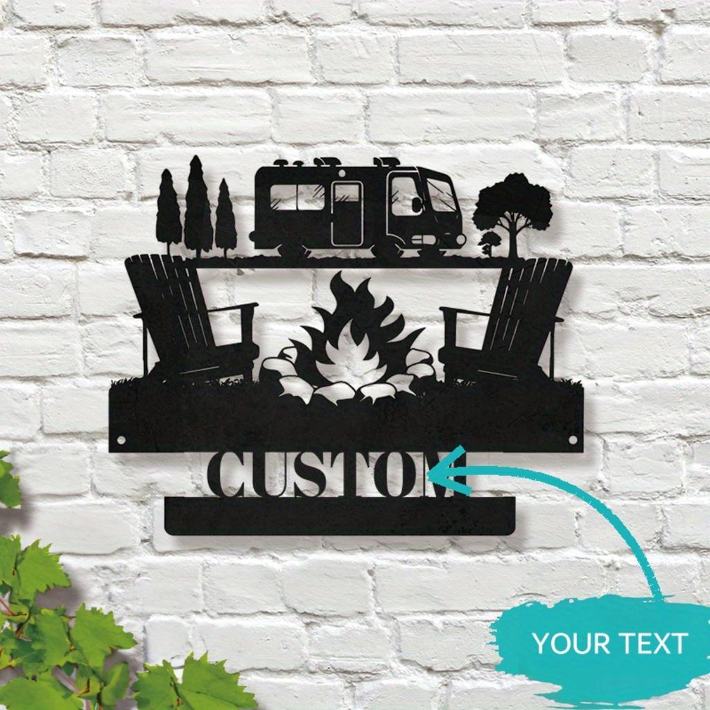 Personalized Campfire Metal Wall Art, Custom Name Sign for Outdoor Camping Decor, Durable Iron Fire Pit Sign