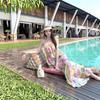 Beautiful Retro Floral Tube Top Dress for Women's Summer Seaside Vacation, Thin Off-the-shoulder Long Dress, Island Beach Dress