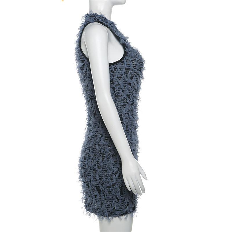 Neues Damen Ärmelloses Bodycon Gestreiftes Reißverschluss Party Abend Club Mini Kleid