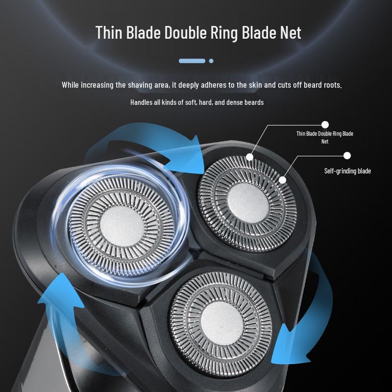 Men's 3-in-1 Electric Shaver with Digital Display, Water-Washable 3D Floating Cutter for Beard