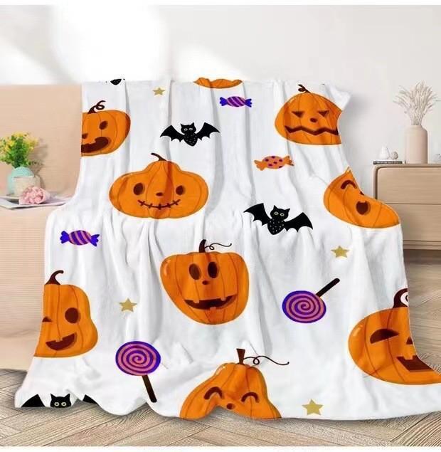 Halloween Cartoon Pumpkin digitalprinted polyester Bedroom velvet flannel soft sofa cover blanket Fleece soft sofa cover