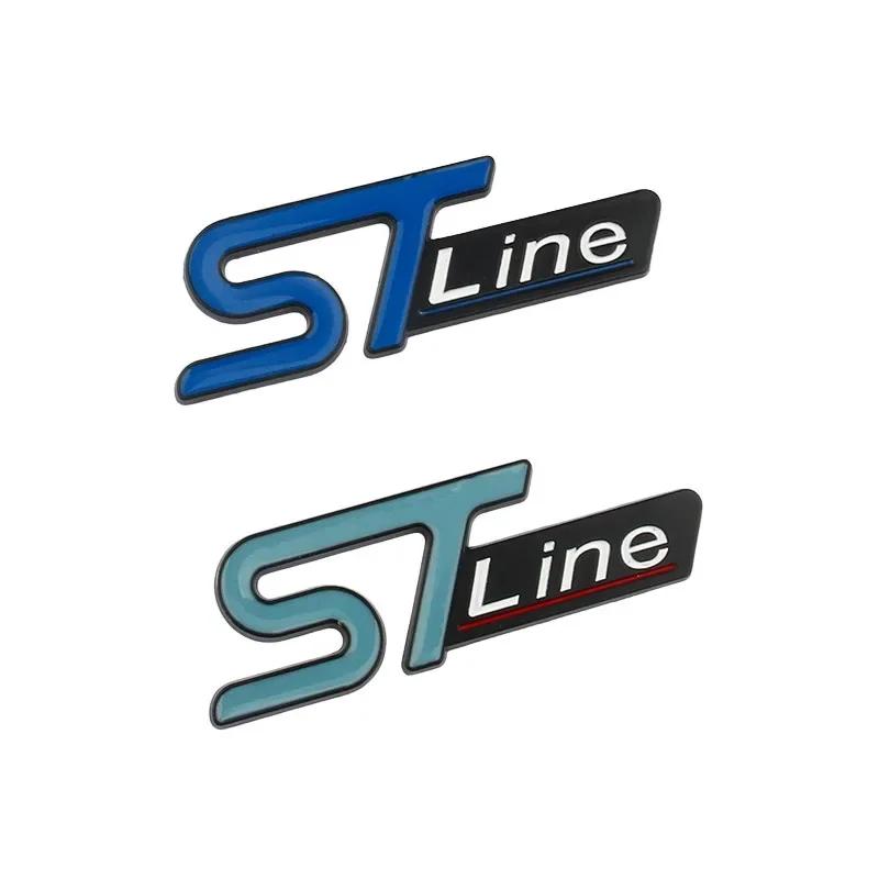 CSVJ8 3D Metal ST Line Head Front Grille Car Trunk Emblem Badge Chrome Sticker For Ford Focus x 2 3 Kuga Fiesta Mondeo Auto Styling