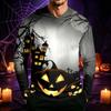 Men's Long Sleeve Hooded Sun Shirt with Halloween Print