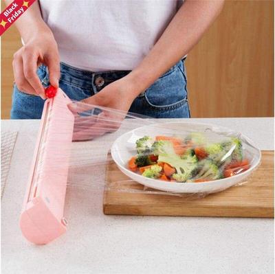 Food Wrap Dispenser Cutter Kitchen Tool Foil Cling Film Wrap Dispenser Plastic Sharp Cutter Storage Holder Kitchen Tool