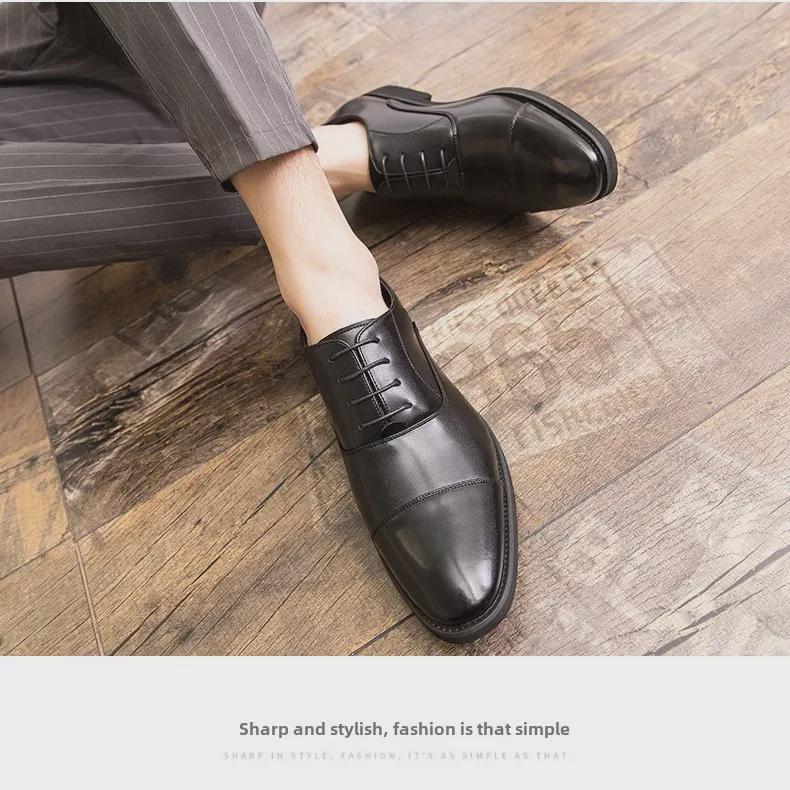 2024 Jaro & Podzim Pánské Velké Velikosti Šněrovací Oxford Kožené Boty - Černé Profesionální Kancelářské Formální