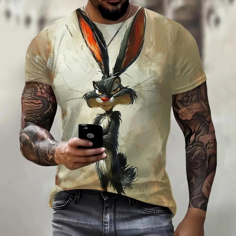Men's T-shirt 3D Animal Printed Streetwear Short-Sleeved Harajuku Casual Loose Tee Pullover Y2k Tee Tops Clothing Shirt
