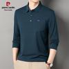 Pierre Cardin Men's Striped Print Long Sleeve Polo Shirt