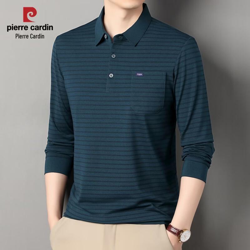 Pierre Cardin Men's Striped Print Long Sleeve Polo Shirt