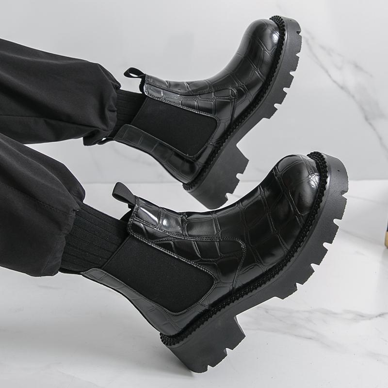 Fashion Winter Men Business Chelsea Boots Black-brown Thick-soled Anti-slip Comfortable Fashionable Work Boot Outdoor Training Boots Men