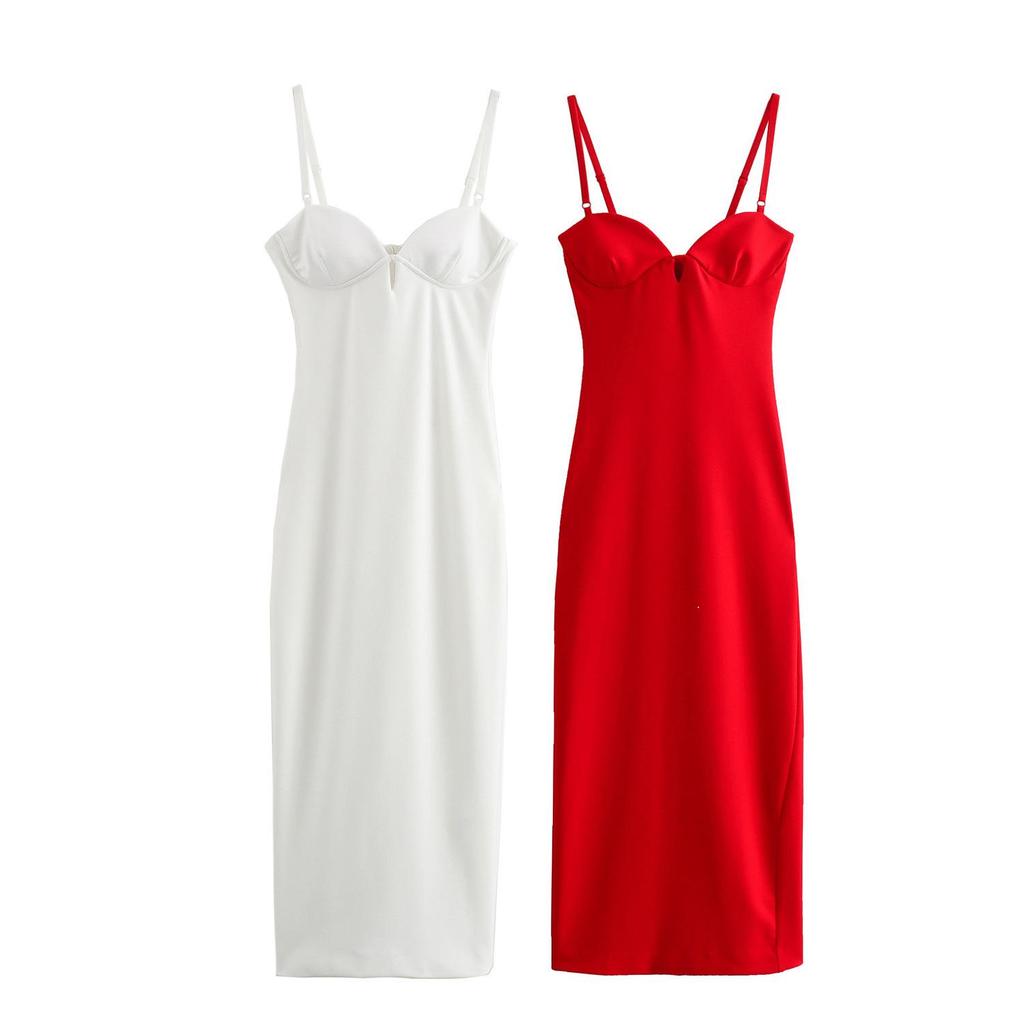 Stylish Strapless V-Neck Long Dress for Women