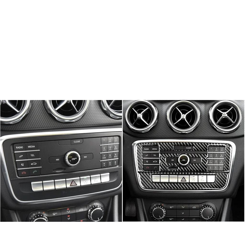 Carbon Fiber CD Air Conditioning Control Panel car Stickers cover For Mercedes W169 W245 W117 W156 A Class B Class CLA GLA