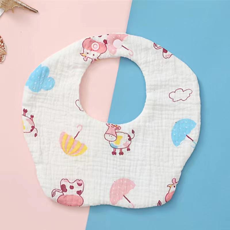 6-Layer Cotton Baby Bib - 360° Absorbent Gauze, Korean Style