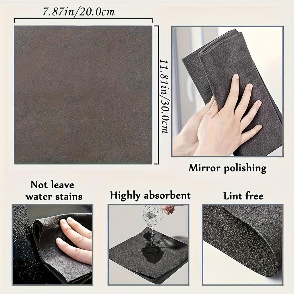 5pcs Magic Cloth Premium Glass Cleaning Wipes, Thickened Microfiber Cleaning Towels for Household Items, Multi-Purpose Glass Cleaning Cloths