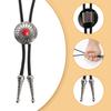 Vintage Bolo Tie Necktie Artificial Leather Braided Rope Necklace with Metal Sunflower Stone Pendant Jewelry Neckwear